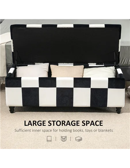 HOMCOM 114 x 47 x 47cm Velvet Storage Ottoman, Button-tufted Footstool Box, Toy Chest with Lid for Living Room, Bedroom, White a