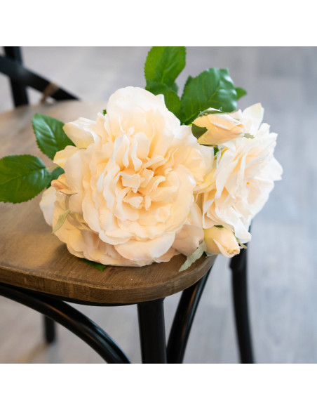 Affordable industrial style furniture Hill Interiors Peachy Cream Short Stem Rose Bouquet 20126 for modern home decor, free shi