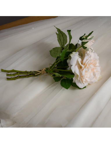 High-quality metal and wood construction of Hill Interiors SKU 20126 Peachy Cream Short Stem Rose Bouquet, detailed view for UK