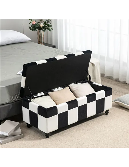 HOMCOM 114 x 47 x 47cm Velvet Storage Ottoman, Button-tufted Footstool Box, Toy Chest with Lid for Living Room, Bedroom, White a