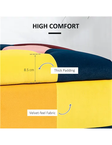 HOMCOM 114 x 47 x 47cm Velvet Storage Ottoman, Button-tufted Footstool Box, Toy Chest with Lid for Living Room, Bedroom, Multico