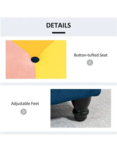 HOMCOM 114 x 47 x 47cm Velvet Storage Ottoman, Button-tufted Footstool Box, Toy Chest with Lid for Living Room, Bedroom, Multico