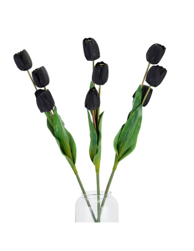High-quality metal and wood construction of Hill Interiors SKU 22737 Tall Black Triple Tulip Stem, detailed view for UK custome