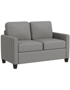 HOMCOM 2 Seater Sofa, Channel Tufted Modern Fabric Couch, Comfy Upholstered Small Sofa Loveseat with Spring Cushion, Back Pillow