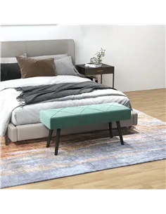 HOMCOM End of Bed Bench with X-Shape Design and Steel Legs, Upholstered Hallway Bench for Bedroom, Green 2