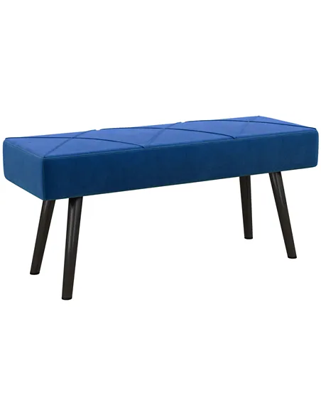 HOMCOM End of Bed Bench with X-Shape Design and Steel Legs, Upholstered Hallway Bench for Bedroom, Blue