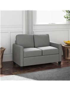 HOMCOM 2 Seater Sofa, Channel Tufted Modern Fabric Couch, Comfy Upholstered Small Sofa Loveseat with Spring Cushion, Back Pillow 2