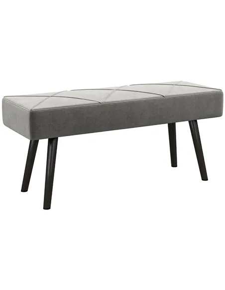 HOMCOM End of Bed Bench with X-Shape Design and Steel Legs, Upholstered Hallway Bench for Bedroom, Grey