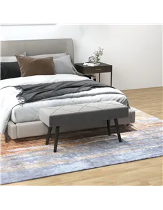 HOMCOM End of Bed Bench with X-Shape Design and Steel Legs, Upholstered Hallway Bench for Bedroom, Grey 2