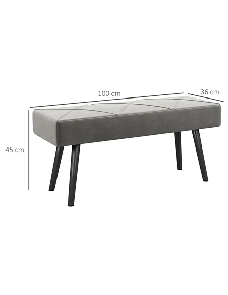 HOMCOM End of Bed Bench with X-Shape Design and Steel Legs, Upholstered Hallway Bench for Bedroom, Grey