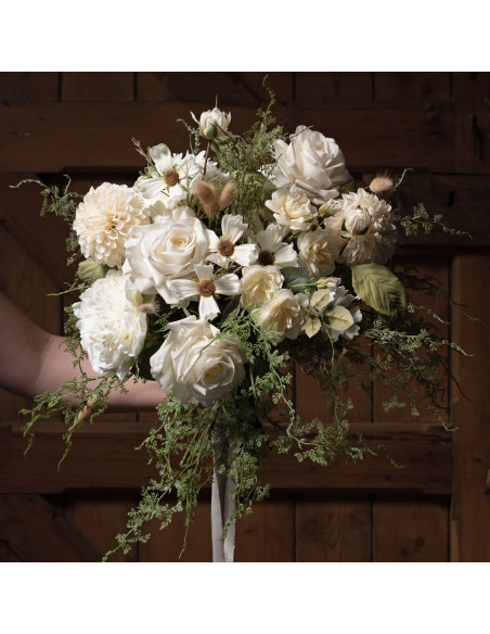 Full dimensions and specifications of Hill Interiors White Dahlia Stem 22194: Height 62.00cm, Width 28.00cm, perfect for your l