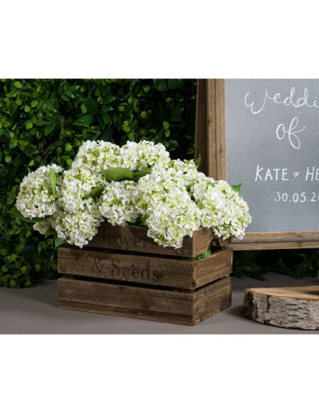 High-quality metal and wood construction of Hill Interiors SKU 20136 White Lace Cap Hydrangea, detailed view for UK customers.