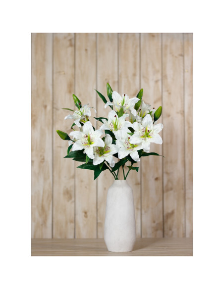 High-quality metal and wood construction of Hill Interiors SKU 23846 White Madonna Lily Spray, detailed view for UK customers.