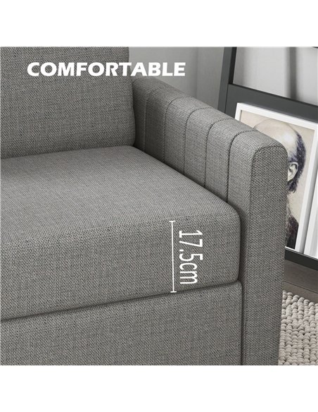 HOMCOM 2 Seater Sofa, Channel Tufted Modern Fabric Couch, Comfy Upholstered Small Sofa Loveseat with Spring Cushion, Back Pillow