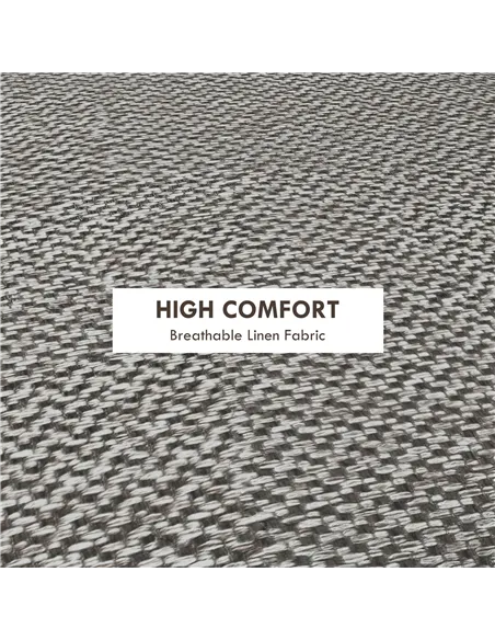 HOMCOM Round Linen-Look Storage Ottoman - Light Grey