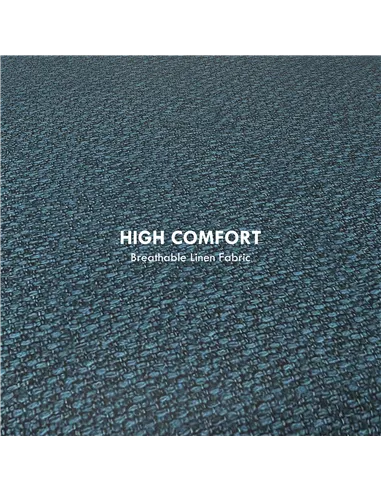 HOMCOM Round Linen-Look Storage Ottoman - Blue