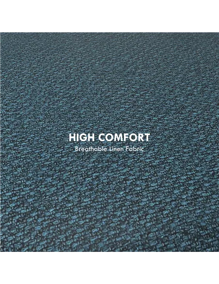 HOMCOM Round Linen-Look Storage Ottoman - Blue