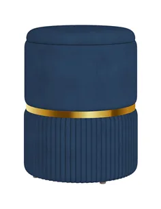 HOMCOM Velvet-Feel Storage Ottoman - Blue