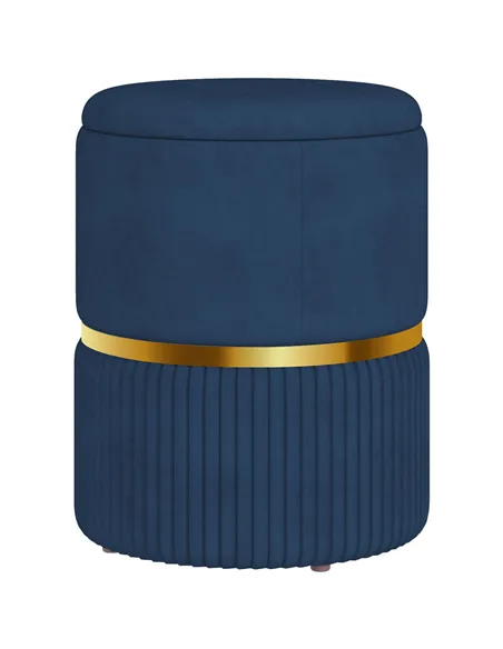 HOMCOM Velvet-Feel Storage Ottoman - Blue