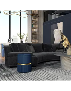 HOMCOM Velvet-Feel Storage Ottoman - Blue 2