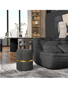 HOMCOM Velvet-Feel Storage Ottoman - Grey 2