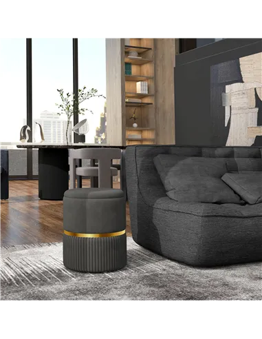 HOMCOM Velvet-Feel Storage Ottoman - Grey