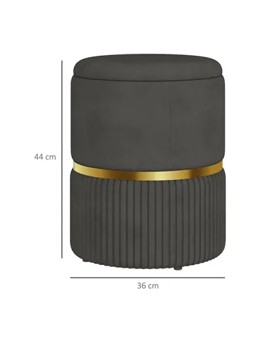 HOMCOM Velvet-Feel Storage Ottoman - Grey