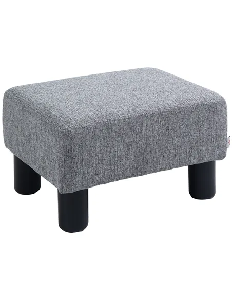 HOMCOM Linen Fabric Footstool Ottoman Cube with 4 Plastic Legs, Grey
