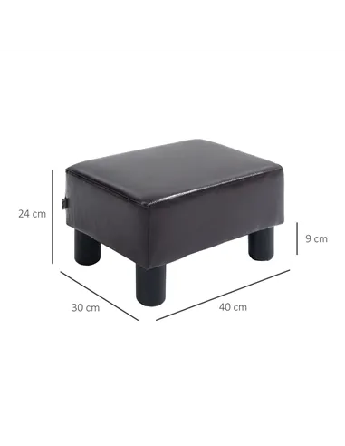 HOMCOM PU Leather Footstool Ottoman Cube with 4 Plastic Legs, Brown