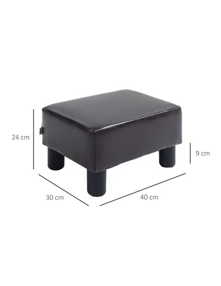 HOMCOM PU Leather Footstool Ottoman Cube with 4 Plastic Legs, Brown