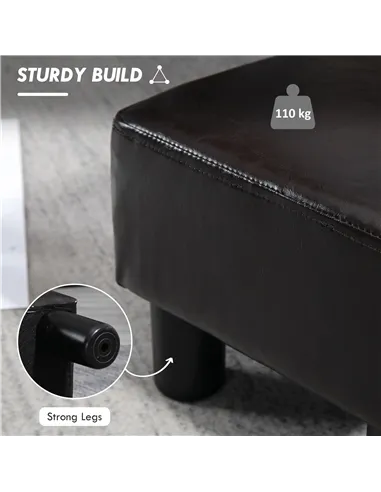 HOMCOM PU Leather Footstool Ottoman Cube with 4 Plastic Legs, Brown