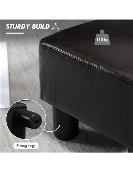 HOMCOM PU Leather Footstool Ottoman Cube with 4 Plastic Legs, Brown
