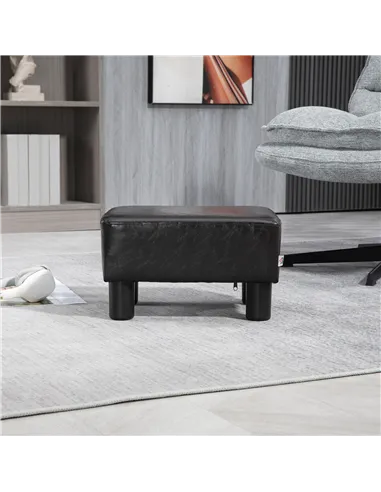 HOMCOM PU Leather Footstool Ottoman Cube with 4 Plastic Legs, Brown