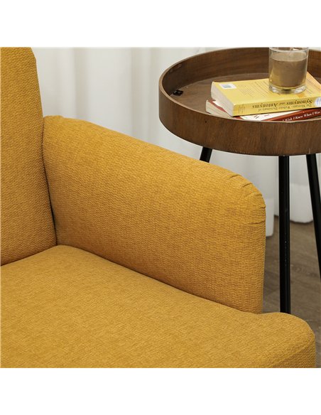 HOMCOM Velvet Feel Fabric 2 Seater Sofa, Small Sofa Loveseat with 21cm Thick Padding and Wood Legs, Yellow