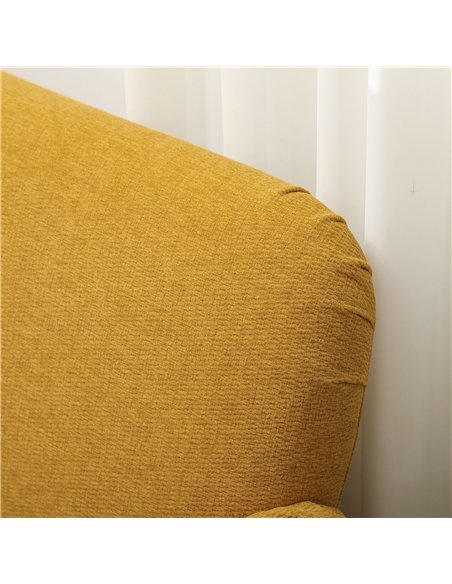 HOMCOM Velvet Feel Fabric 2 Seater Sofa, Small Sofa Loveseat with 21cm Thick Padding and Wood Legs, Yellow