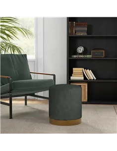 HOMCOM Soft Padded Corduroy Footstool - Dark Green 2
