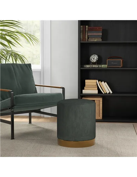 HOMCOM Soft Padded Corduroy Footstool - Dark Green