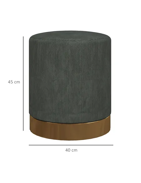 HOMCOM Soft Padded Corduroy Footstool - Dark Green