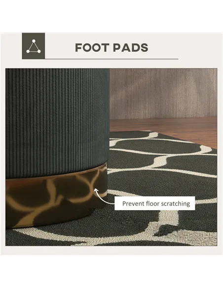 HOMCOM Soft Padded Corduroy Footstool - Dark Green