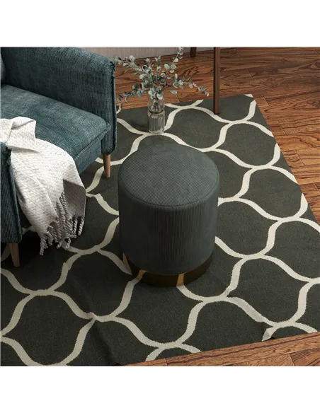 HOMCOM Soft Padded Corduroy Footstool - Dark Green