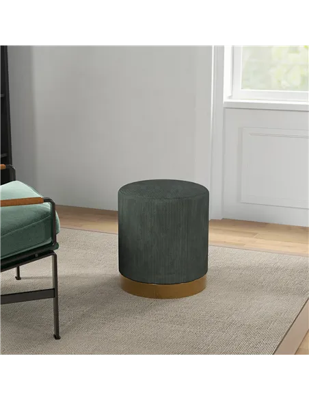 HOMCOM Soft Padded Corduroy Footstool - Dark Green