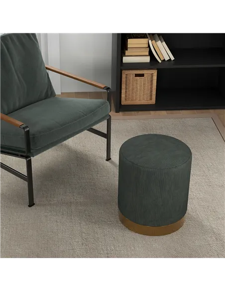 HOMCOM Soft Padded Corduroy Footstool - Dark Green