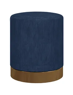 HOMCOM Soft Padded Corduroy Footstool - Dark Blue
