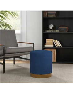 HOMCOM Soft Padded Corduroy Footstool - Dark Blue 2