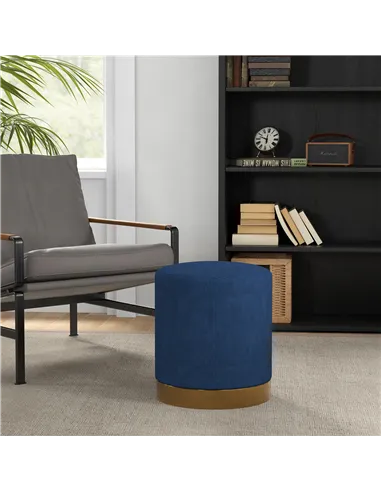 HOMCOM Soft Padded Corduroy Footstool - Dark Blue