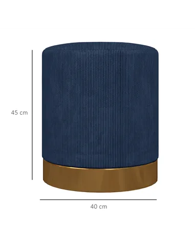 HOMCOM Soft Padded Corduroy Footstool - Dark Blue