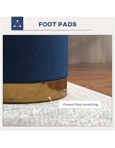 HOMCOM Soft Padded Corduroy Footstool - Dark Blue