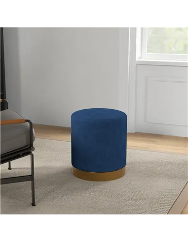 HOMCOM Soft Padded Corduroy Footstool - Dark Blue