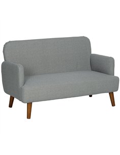 HOMCOM Velvet Feel Fabric 2 Seater Sofa, Small Sofa Loveseat with 21cm Thick Padding and Wood Legs, Grey