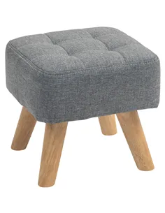 HOMCOM Linen-Look Square Padded Footstool - Grey